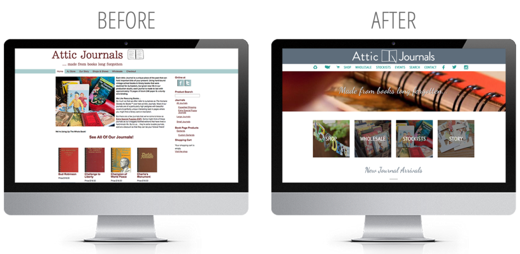 attic-journals-before-after shopify web design inspiration