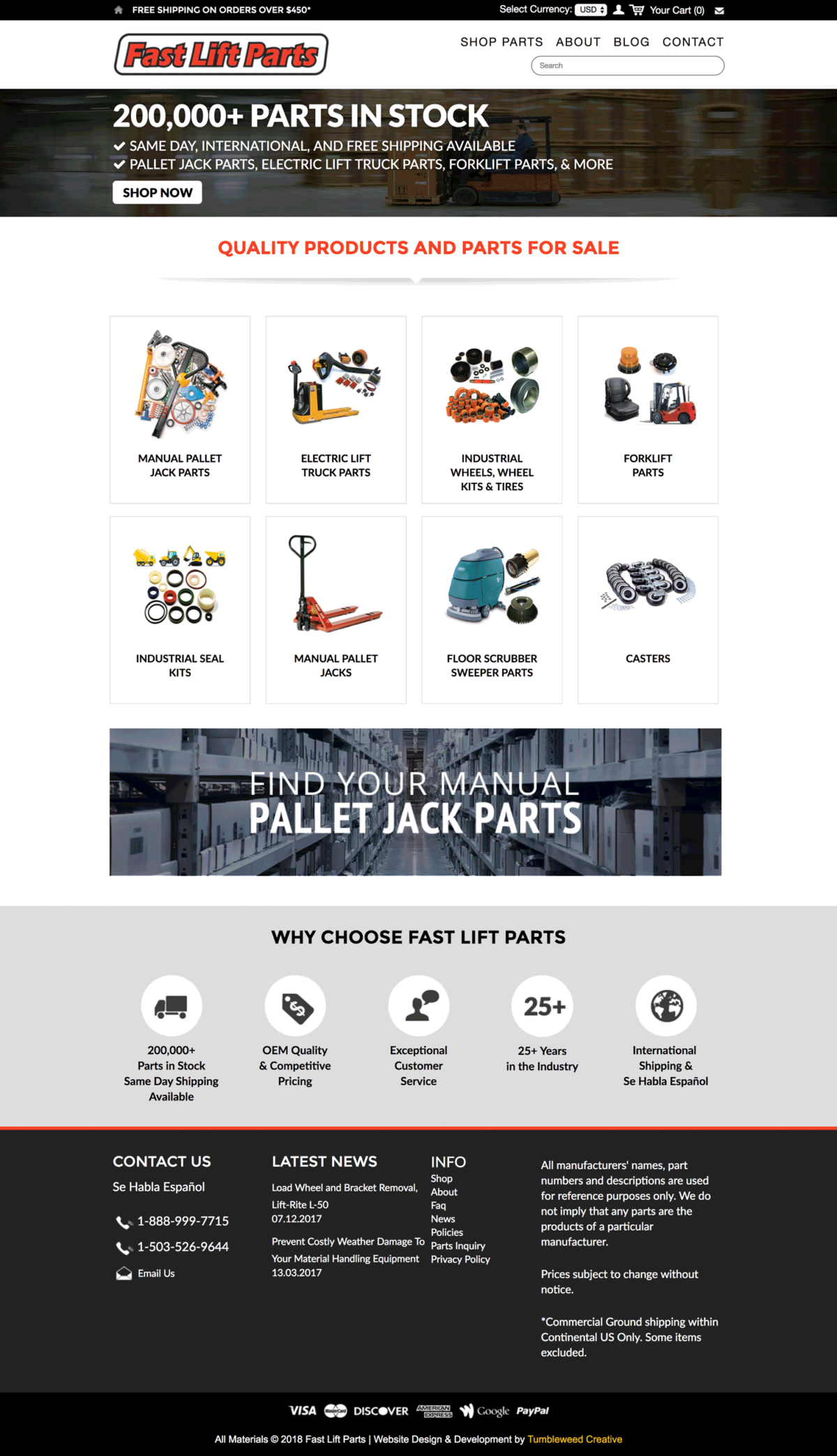 Fast Lift Parts Tumbleweed Creative Web Design Development 