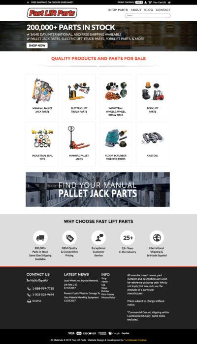 Fast Lift Parts Tumbleweed Creative Web Design Development 
